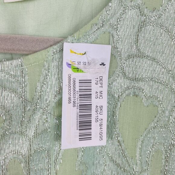 Roller Rabbit Clermont Nori Dress Size Small Mint Green Silver Shimmer Tiered - Picture 7 of 16